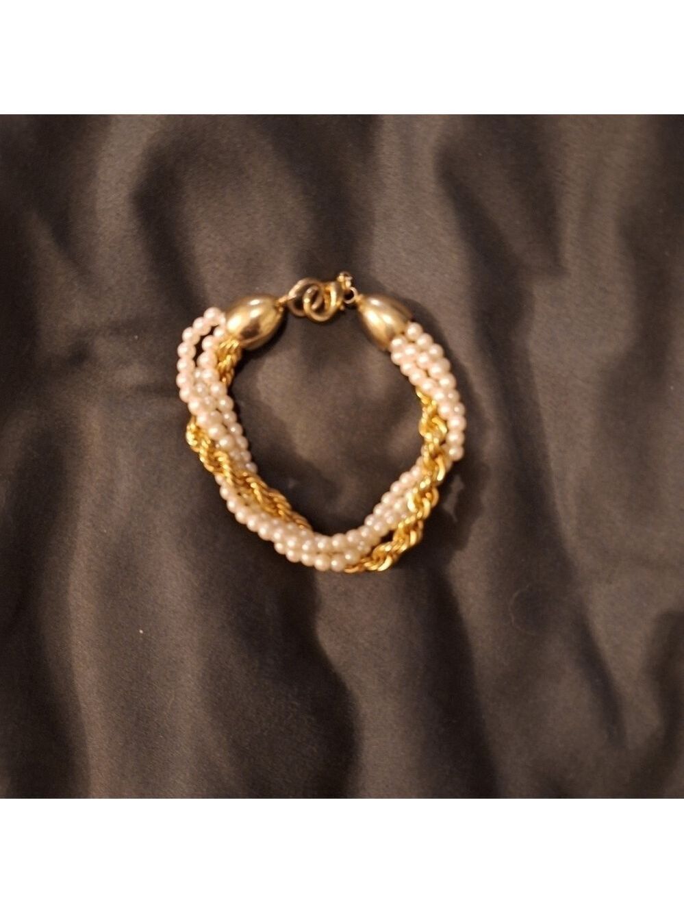 Gold Tone Faux Pearl Bracelet